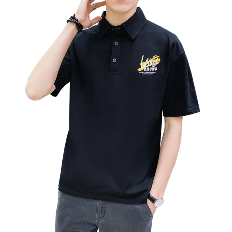 

Men Polo Shirt Summer Print Logo Fashon Daily Casual Street Teen Half Sleeve Blouses Cotton Male Golf Clothhing