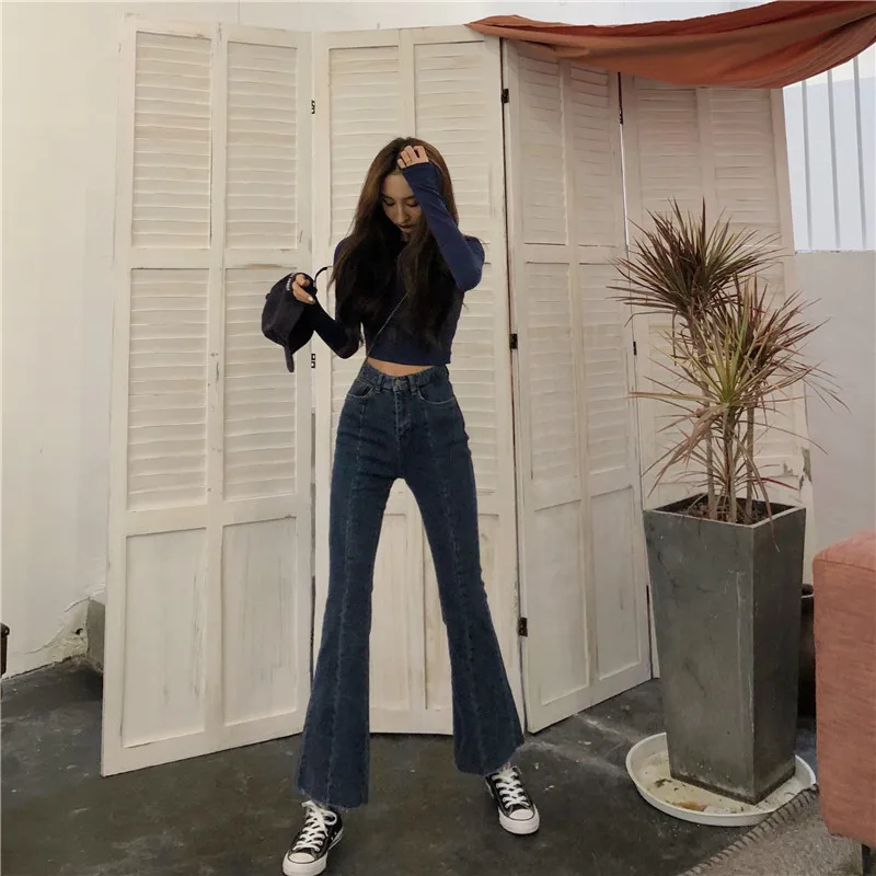 Фотосессия; Stereo модные похудения Рваные Края Slim Fit микро труба джинсы