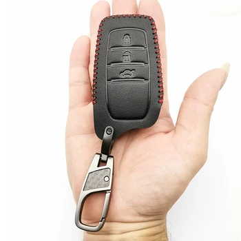 

For Toyota Land Cruiser Chr C-hr 200 Auris Avensis Corolla Hot Sale Genuine Leather Car Key Case Cover 3 Button Protective Shell