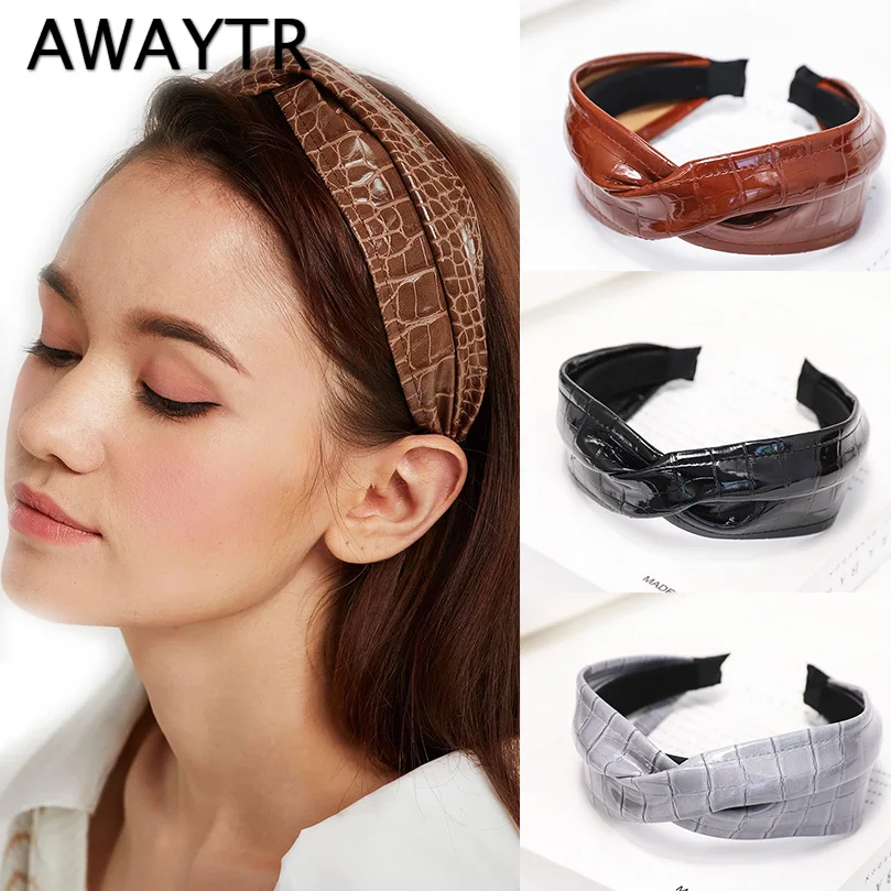 Haimeikang Fashion Satin Bezel Headband Solid Color Hair Accessories Women Autumn Winter Head Hoop Wide-brimmed Headdress