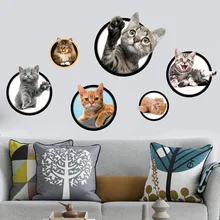 3D Cartoon Cute Cats Wall Stickers Kitten for Kids Rooms Bedroom Living Room Wall Decor Vinyl Diy Removable Lovely Animal Decals