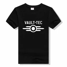 

Summer men Vault Tec logo Gaming Video Game Fallout 2 3 4 Tees Tops T-Shirts Men classic Casual Cotton Apparel T Shirts