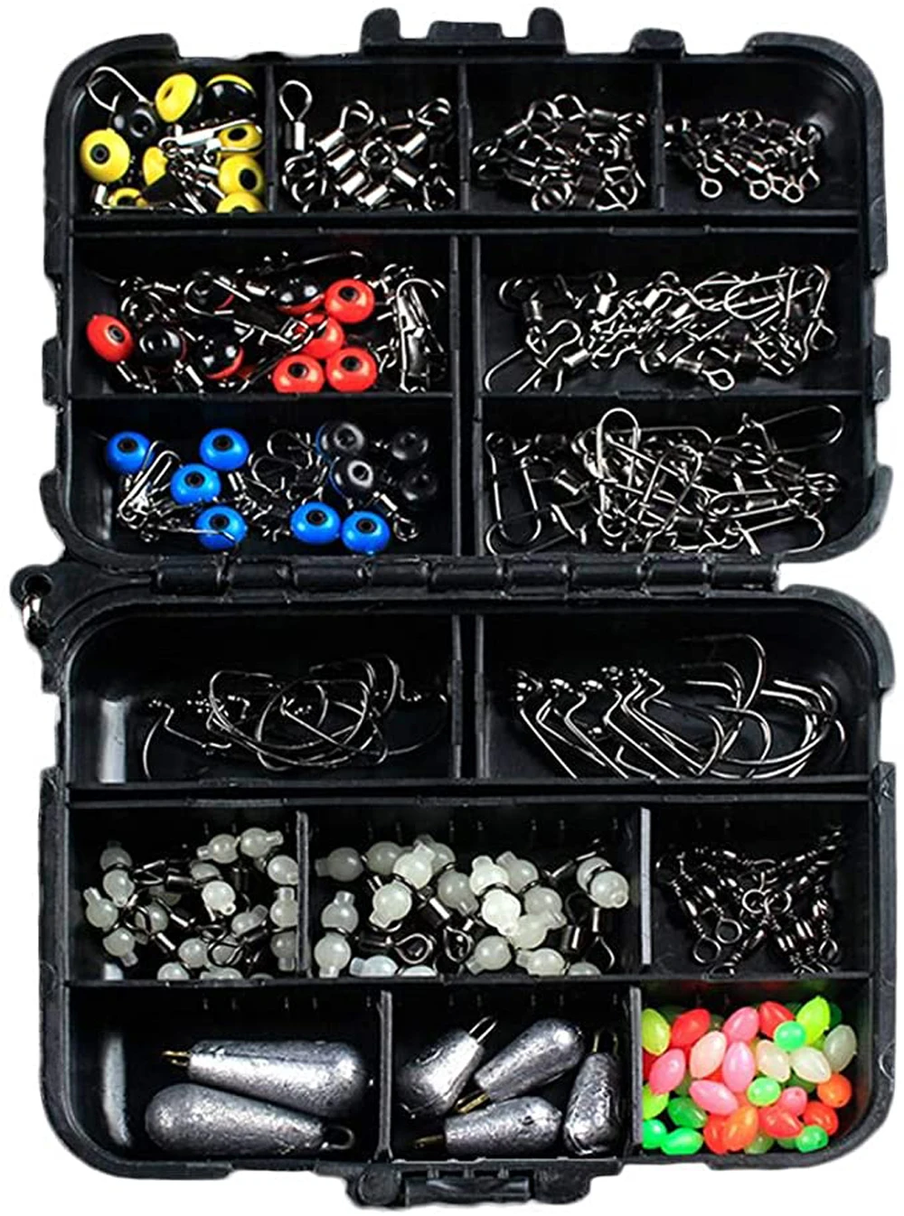 

177 Pcs Fishhook Swivel Weights Connector Beads Sinker Lure Box Carp Kit Fishing Accessories Set Tackle