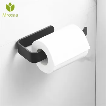 

Wall Mounted Toilet Paper Holder Space Aluminum Bathroom Kitchen Roll Paper Rack Tissue Towel Accessories Rack Holders Black