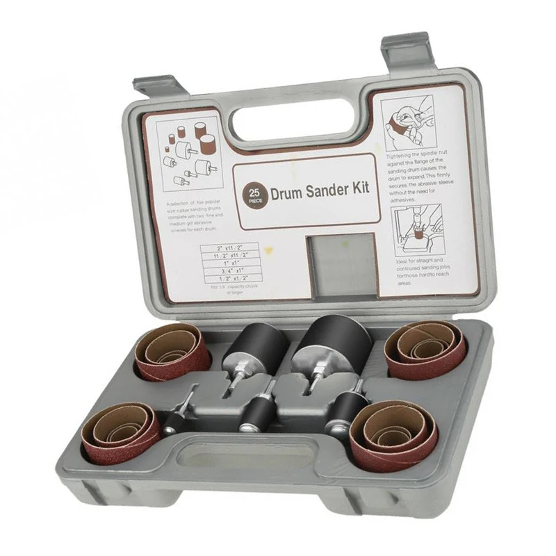 

25pcs Spindle Sanding Drum Sander Tool Kit Light Weight Sand Holes Contour Edges Quality Construction Built Is Long Lasting