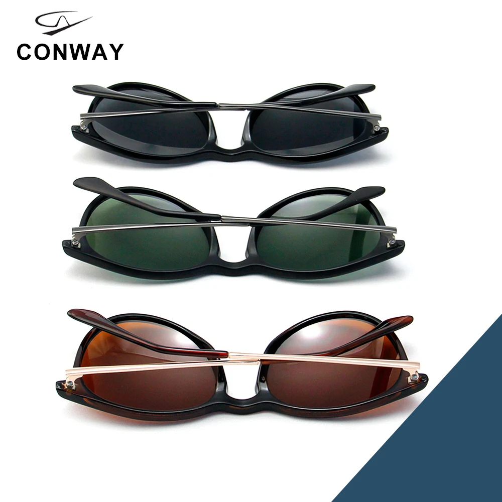 CONWAY, ультратонкие солнцезащитные очки, поляризационные, для женщин и мужчин, Ретро стиль, круглые солнцезащитные очки, легкая пластиковая оправа,, защита от ультрафиолета