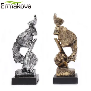 

ERMAKOVA Nordic Mini Silence Is Gold Statue Abstract Sculpture Resin Modern Art Figurine Home Office Wedding Decoration