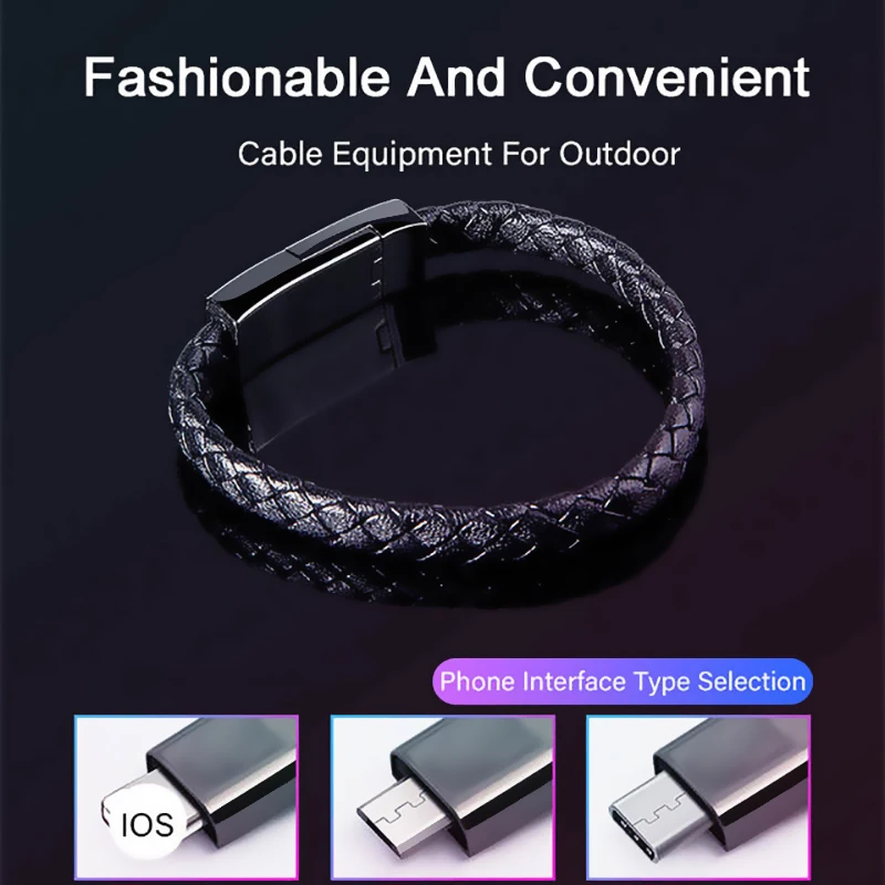 Носимый кабель для зарядки браслета Micro usb type C данные синхронизировать мобильный телефон короткие кабели для iphone зарядное устройство для андроида шнур провода