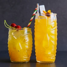 Стеклянные кружки Tiki стеклянные коктейльные чашки в форме головы Tiki, идеально подходят для тропических коктейлей