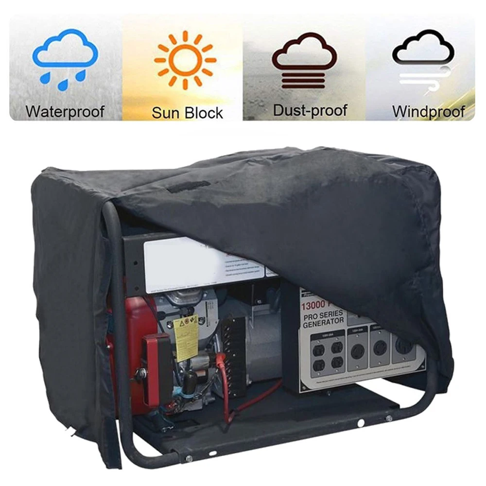 Outdoor Black Oxford Cloth Various Types Of Generators Waterproof Dustproof Sunscreen Protective Cover 1Pc, generator cover