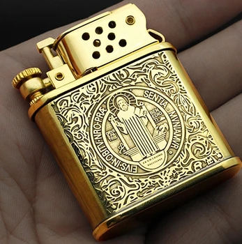 

FXGZS 561 4 style Automatic brass laser carving hand-made double-sided etching kerosene lighter