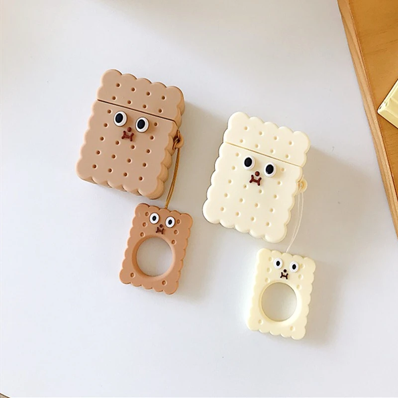 Для AirPods чехол 3D милое печенье, пицца Печенье чехол для наушников для Apple Airpods 2 наушники силиконовый чехол с кольцом на палец