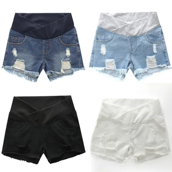

2020 Pregnant Women's Denim Shorts Wear Low Waist Jeans Outside In Summer Pregnant Summer Loose Pants