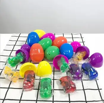 

Kuulee 12Pcs/set Easter Eggs Surprise Gacha Capsule Toy 2.5 inch Pinch Doll Dinosaur Puppet Pull-back car