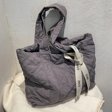 

Winter Brand Shoulder Bags Splicing Nylon 2022 Luxury Designer Women Handbags Lady Soft Warm Plush Fluffy Totes Purse
