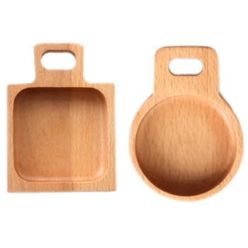 

2Pcs Small Dinner Plates Wooden Dishes Food Snack Dessert Tea Dish Seasoning Sauce Dipping Dishes Plate Salad Sauce Tray Hotel T