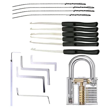 

Transparent Visible Pick Cutaway Practice Padlock Lock With Broken Key Removing Hooks Lock Extractor Set Locksmith Tool