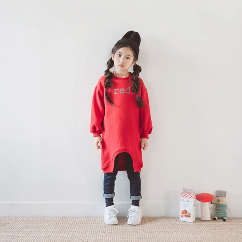 

Parent-child Matching Outfit Dress Thick Mirco Velvet Korean-style Bright Red Printed Big Boy Sheath Straight-Cut Direct Supply