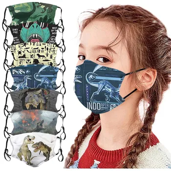 

Children's Face Mask Dinosaur Printed Breathable Unisex Reusable Washable Mask Mondkapjes Dustproof School Safety Mask Mascarar