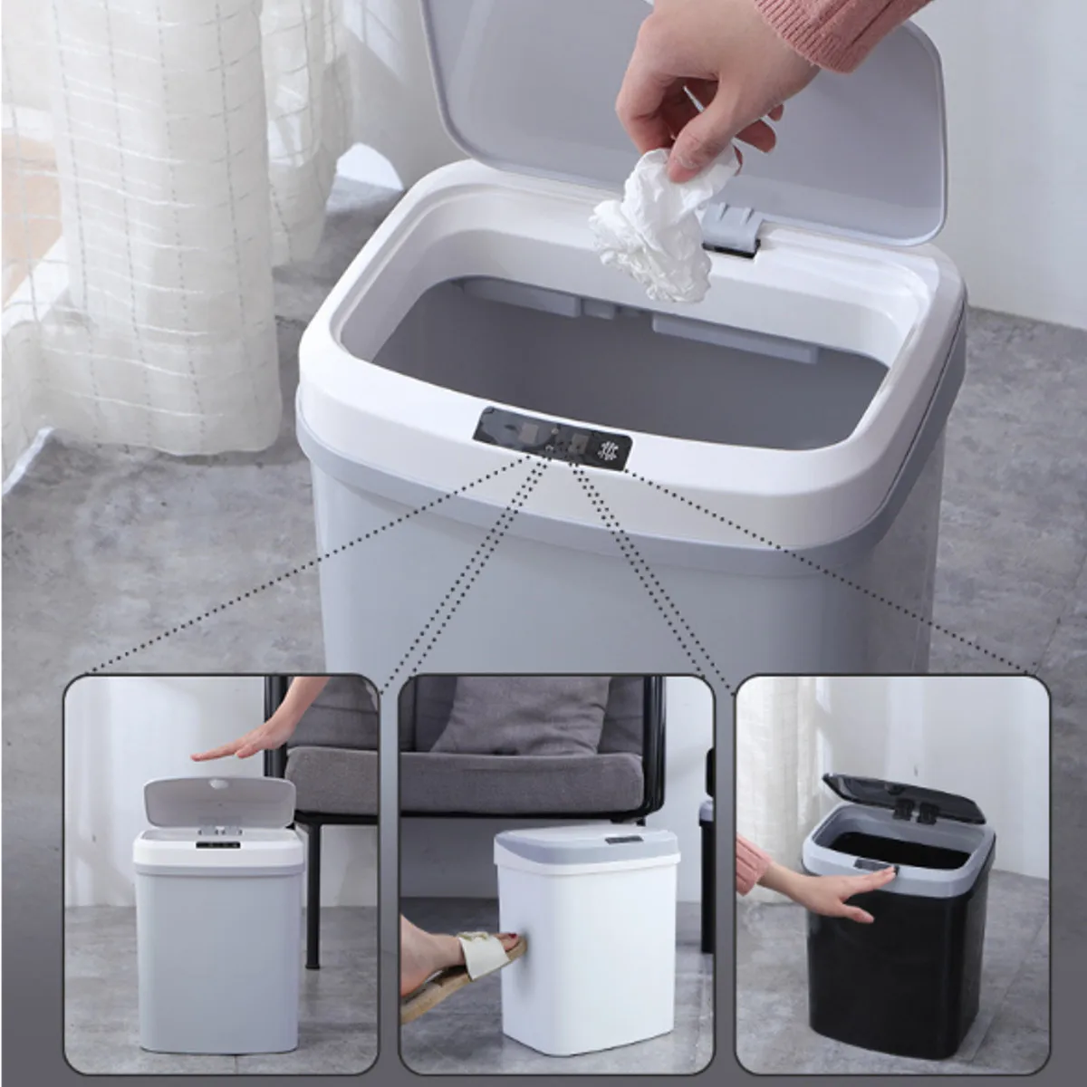 

Automatic Touchless Smart Sensor Trash Box Intelligent Induction Automatic Trash Can Kitchen Eco-friendly Home Rubbish Bin