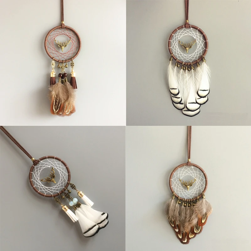 

Feather handicrafts wind chimes handmade dream catcher wall hanging car home new year decoration gifts
