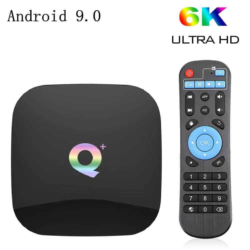 Android 9.0 TV Box Q Plus Allwinner H6 6K Smart TV Box 4GB 64GB 32GB Quad Core USB3.0 Play store Youtube Q Plus Wifi Set Top Box