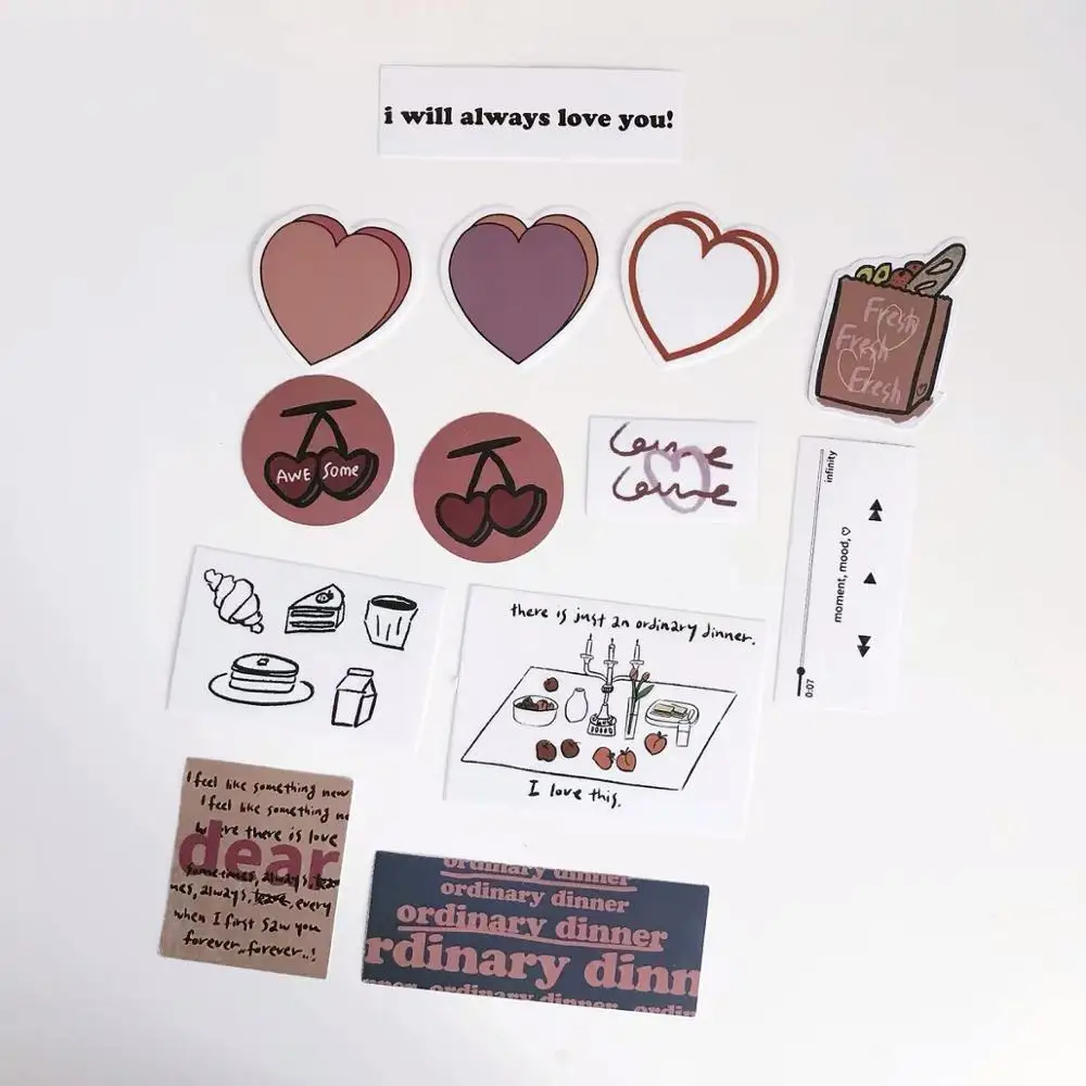 8pcs Ins Lovely Heart Creative Decorative Sticker Korean Label Diary Album Kawaii Phone Stickers DIY Scrapbooking Stationery - Цвет: 13pcs