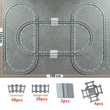 

Train Tracks City trein 4519 Cross Track Straight Curved Railway Building Blocks Bricks Model Train Rails Compatible All Brands