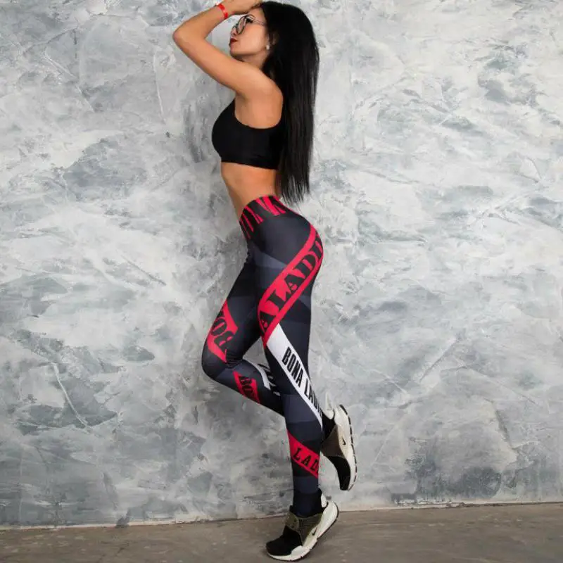Workout Leggings Popular Fashion Printing Sexy Casual Thin Leggings  Pants Letter Printing Elastic Force Plus Size Leggings