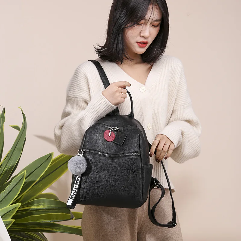 

Backpack Women's 2019 New Style Simple Korean-style Versatile Western Style Large-Volume Soft Leather Fashion Lightweight Backpa