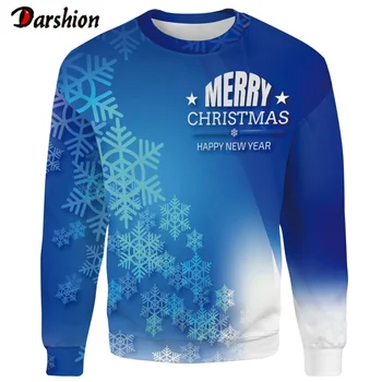 

Men's Long Sleeve Casual 3D Print Christmas series Snowflake Pattern High Quality Pullovers Men Clothes Top Blue Green 4XXL Plus