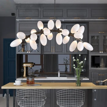 

modern Replica Design Chandelier Creative Milky Glass Kitchen Island pendant light Dining Room Living Room Art deco pendant lamp