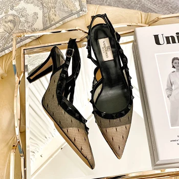 

VVL Summer 2020new French high-heeled shoes pointy thin heel color matching high shoe upper soft leather inner insole sheepskin