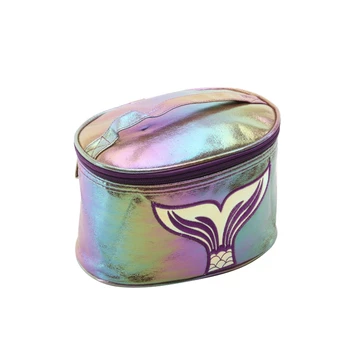 

Women's Large Capacity Makeup Bag Mermaid Tail Print Portable Waterproof Cosmetic Bags Pouch Case with Zipper & Top Handle