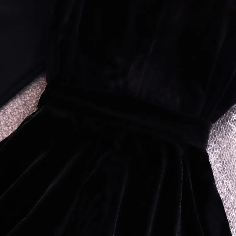 HISUMA Осень Зима Новое Женское платье с глубоким v-образным вырезом и оборками на талии вельветовое платье феи женское элегантное тонкое Пышное Платье на шнуровке