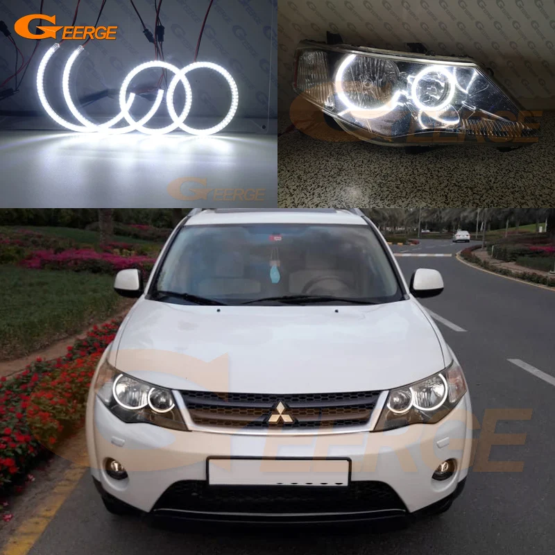 Для Mitsubishi Outlander II 2006 2007 2008 2009 галогенные HD ультра яркие SMD LED Ангельские Глазки halo