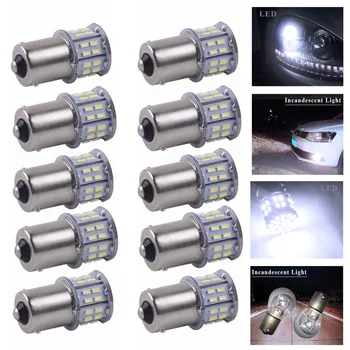

10pcs/Set Unviersal Car Lighting Replacement White Car 1156 Turn Signal Taillight 50-SMD LED Bulb Light 1141 12V Lights Bulbs