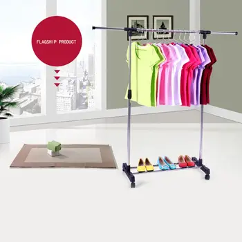 

Single Rod Widened Drying Rack Stainless Steel Floor Drying Hanging Clothes Rack Telescopic Bedroom Balcony Hanger