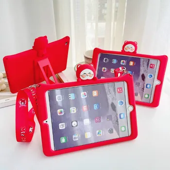

Silicon stand Cover For iPad 2/3/4 9.7 2018 2017 10.2 7th Pro 9.7 11 Air 1 2 Case For Mini 1 2 3 4 5 7.9 inch Kids funda + Strap
