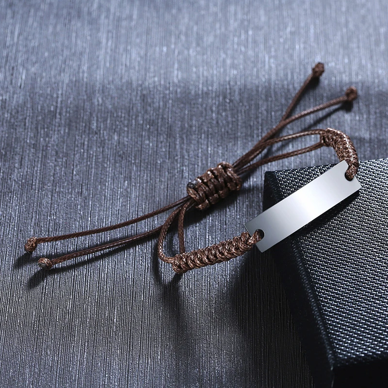 Stainless Steel Bracelet Fashion Bracelet Fashion Jewelry Anti Lost Wristband Vnox Handmade Braided Rope Bracelets for Boys Kids Stainless Steel ID Bar Bangle Children Anti Lost Jewelry Personalize Name