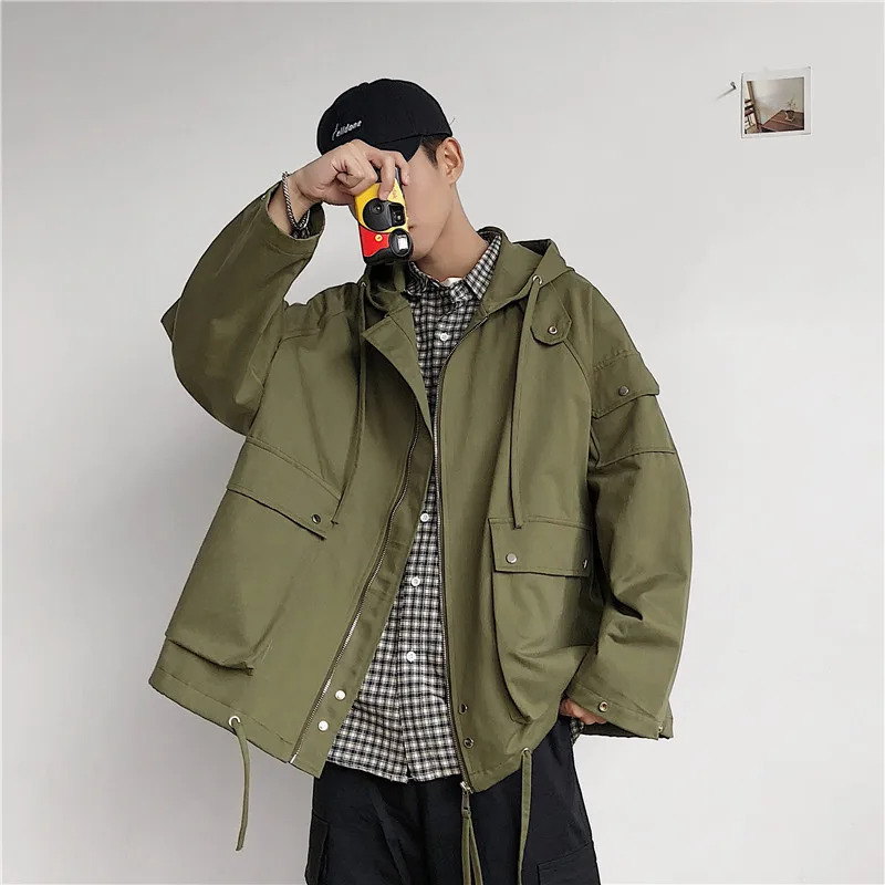 

2019 Autumn And Winter Men's New Casual Solid Color Letter Pattern Printing Hooded Zipper Jacket Loose Temperament Trend Cotton