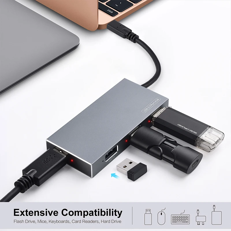 VLAMPO type c 4port HUB high speed usb3.0 5Gbps docking station USB-C splitter adapter for computer peripherals accessorie