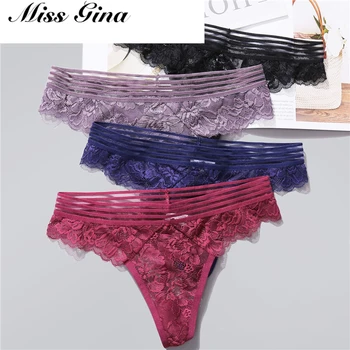 

Women Underwear Sexy Women Thong Lace Floral Panties Low Waist T-back Panty Fashion Organza G-String Female Lingerie 1pcs/set