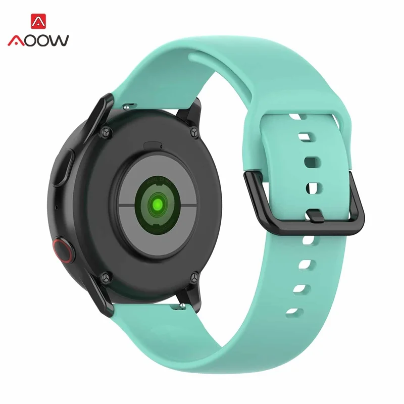 AOOW 20 мм ремни для samsung Galaxy Active 2 R830 R820 R500 Spor черный браслет с пряжкой ремешок для Galaxy Watch 42 мм gear S2