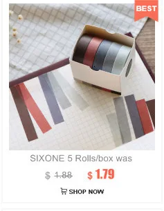 SIXONE 5 рулонов/коробка васи лента сплошной цвет серии рука счет рука слеза практическая функция Diy украшения фотографии на матч