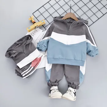 

3-7 years old children's suit spring new cotton color matching two-piece suit boys and girls baby casual sports clothes