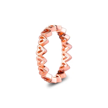 

2020 New 925 Sterling Silver Rings Rose Gold Color Freehand Hearts Finger Rings for Women Fashion Jewelry berloques kralen