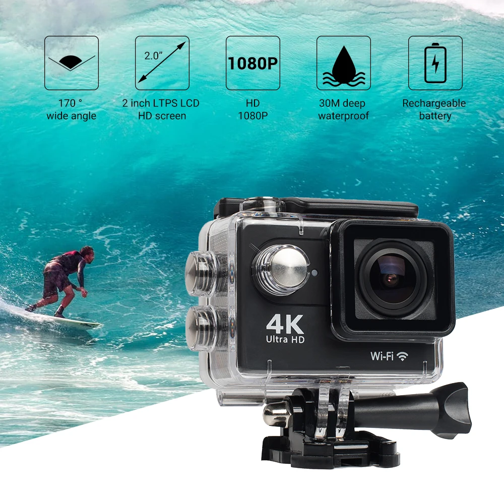 Original H9 Action Camera Ultra Hd 4k 30fps Wifi 2 0 170d Underwater Waterproof Gopro Video Recording Cameras Sport Cam