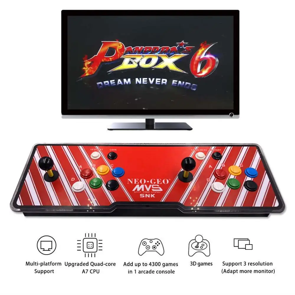 Pandoras Box 6 1300 аркадная консоль, поддержка 3D игр, добавить больше игр, список любимых, алфавитный порядок, классификация игр - Цвет: snk