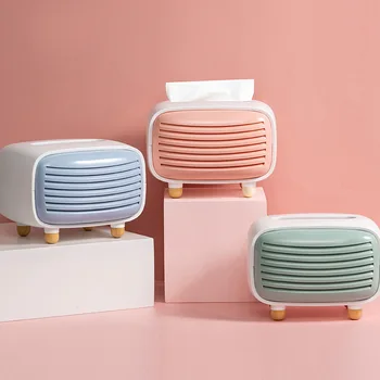 

Cute Mini Radio Shape Stand Tissue Holder Storage Box Container Home Office Restaurant Desktop Decor